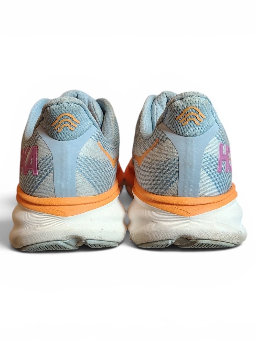 Hoka One One Clifton 9 Women’s Size 11B Running Sneakers Airy Blue/Orange - Picture 6 of 10